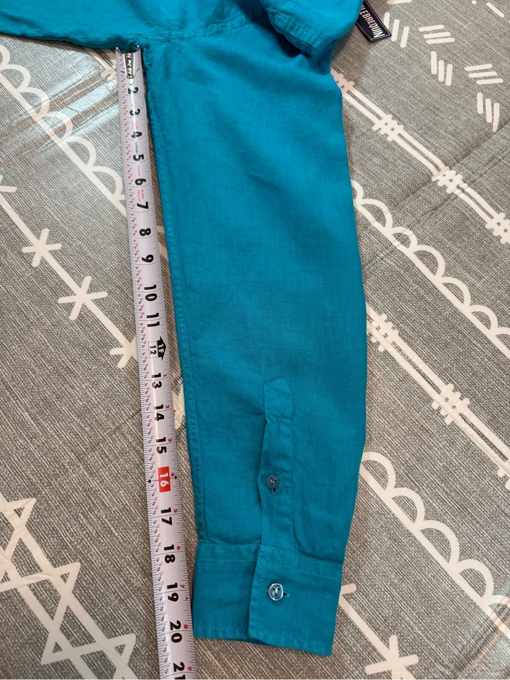 Vilebrequin Caroubis 100% Linen Shirt Lagon Turquoise Blue Medium - Picture 10 of 10